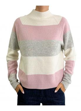 Maglione a righe collo alto